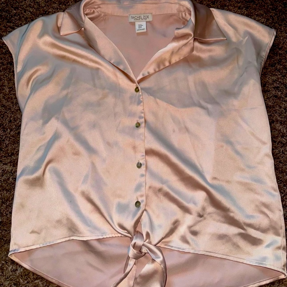 Rachel Zoe blouse. Size Medium. Peach/ Cream color. Satin fabric